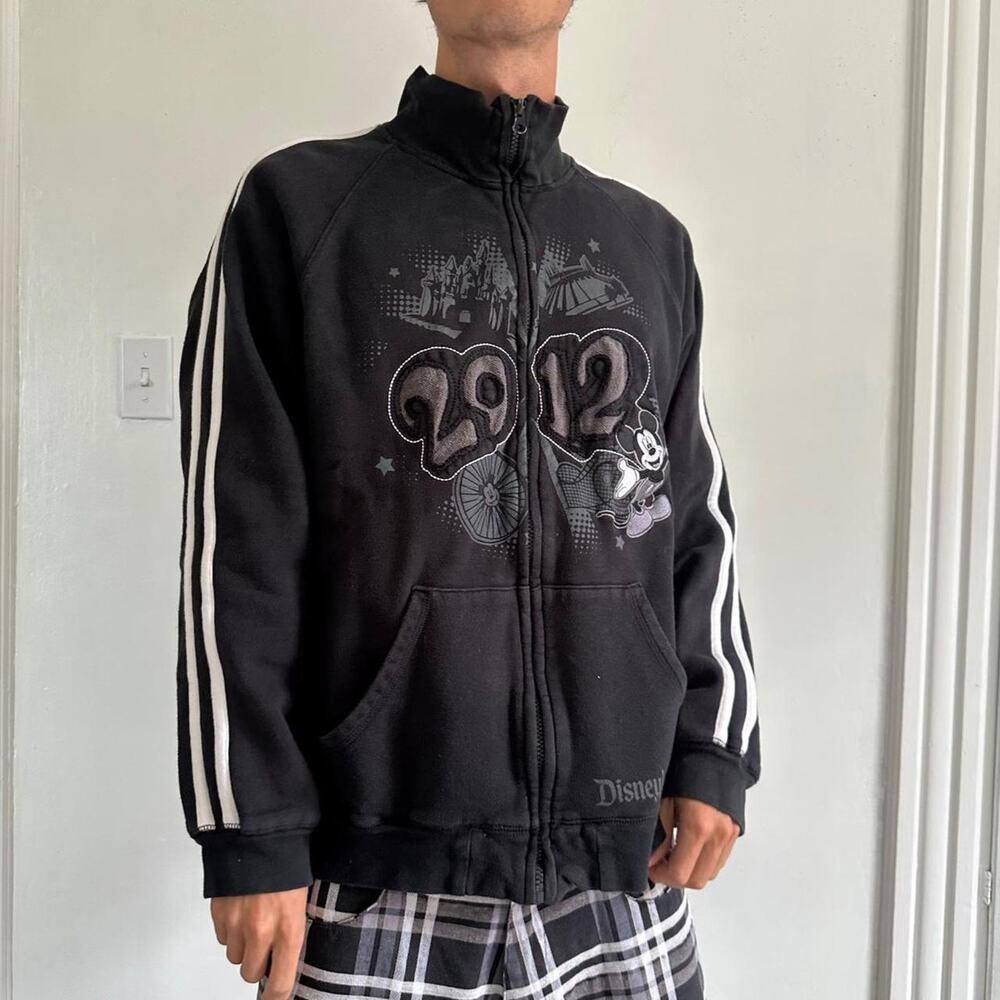 Vintage Y2K Disneyland Mickey Mouse Embroidered Sporty Cotton Track Jacket ZipUp